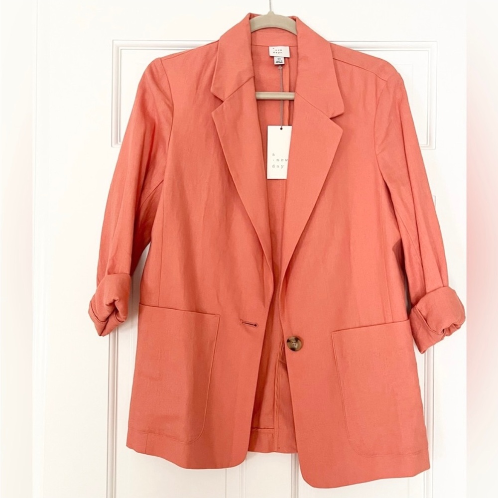 a new day peach linen blend blazer